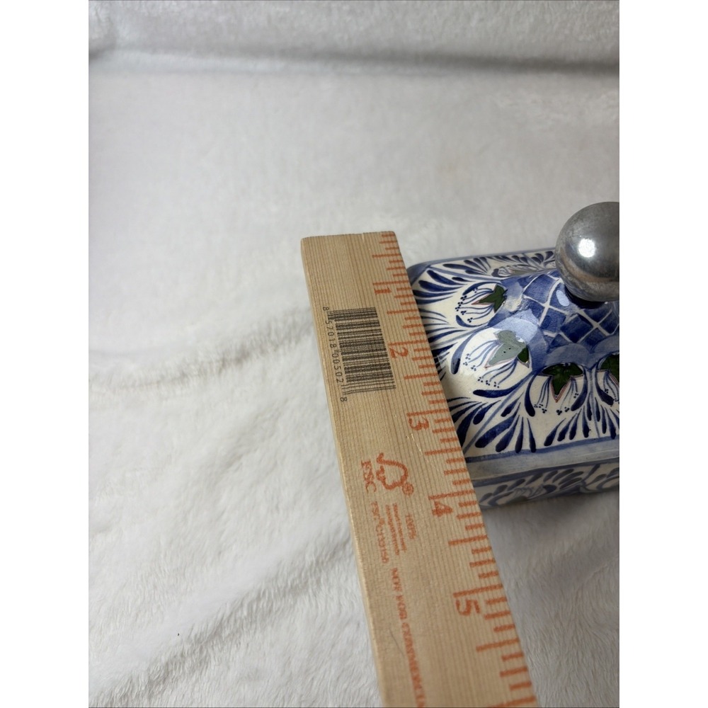 Vintage 90s Mexican Talavera Hexagonal Ceramic Trinket Box Lidded Jewelry Dish - Picture 12 of 15
